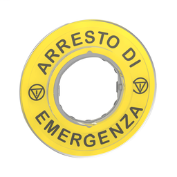 ZBY9620 - Marked legend Ø60 for emergency stop -ARRESTO DE EMERGENZA/logo ISO13850