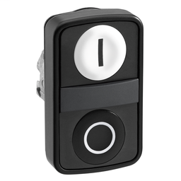 ZB4BA71217 - White flush/black flush double-headed pushbutton Ø22 with marking