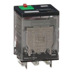 783XCXM4L-240A - Power relay, Legacy, 15A, 3PDT, 240 VAC, cover with locking push button and LED