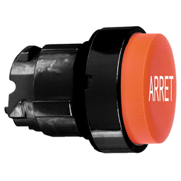ZB4BL4337 - Red projecting pushbutton head Ø22 spring return “ARRET”