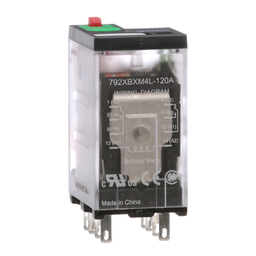 792XBXM4L-120A - Power relay, Legacy, DPDT, 12A, 120 VAC, cover with locking push button and LED