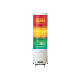 XVC1M3SK - Monolithic tower light, red-orange-green, 100mm, base mounting, steady or flashing, with buzzer 60…85 dB, IP54, 100…240 V AC