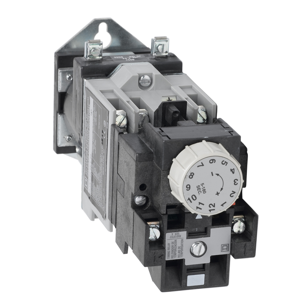 Product image for Square D 8501XDO20XTE1V53 24 VDC 10/5 Amp 1NO 1NC Panel Mount DC Operated Industrial Timing Relay