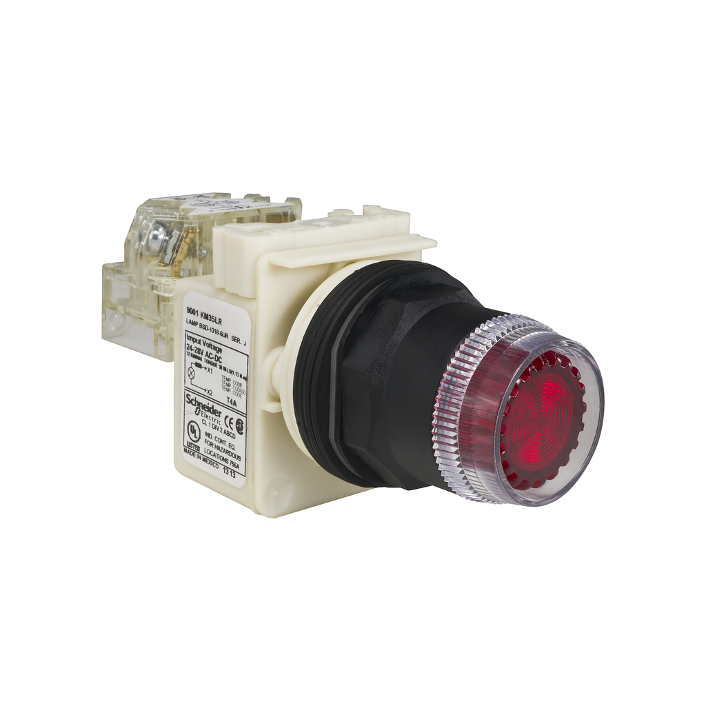 Product image for Square D 9001SK1L35LRRH13 30 mm 600 VAC Momentary 1NO 1NC Red Body Plastic Bezel Illuminated Push Button