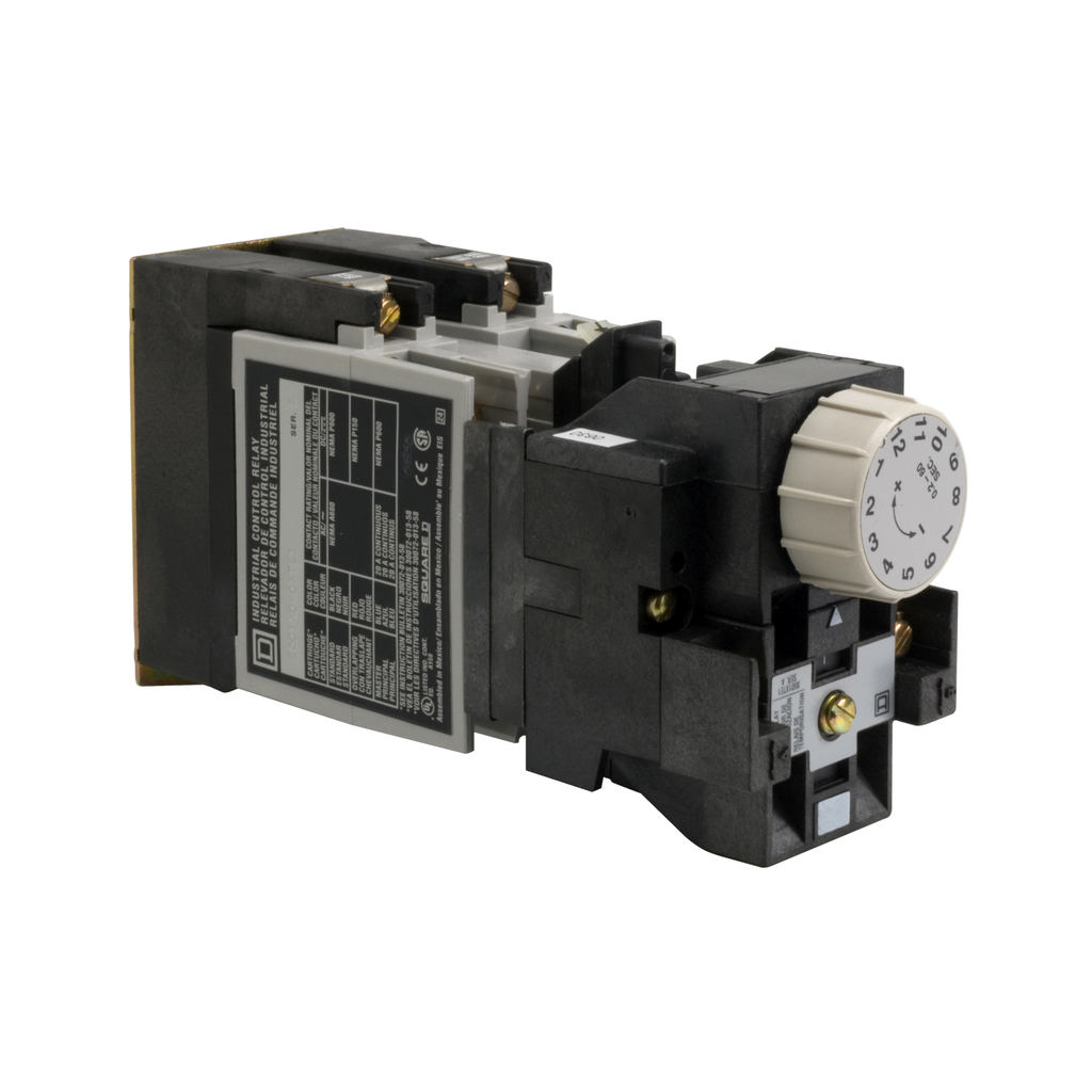 Product image for Square D 8501XO20XTE1V06 440/480 VAC 10/5 Amp 1NO 1NC Panel Mount AC Operated Industrial Timing Relay