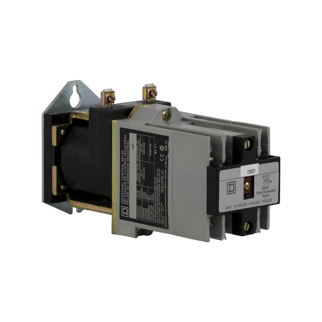 Product image for Square D 8501XDO60V66 230/250 VDC 10/5 Amp 6-Pole 6NO Panel Mount DC Operated Control Relay