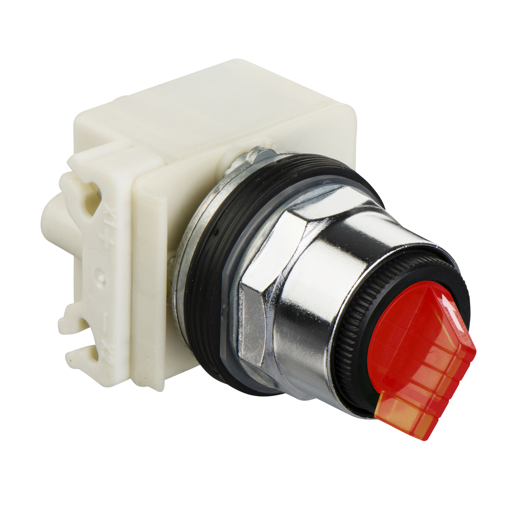 Product image for Square D 9001K53J1R 30 mm 3-Position Red Maintained Knob Illuminated Selector Switch Operator