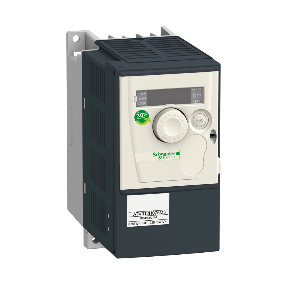 Product image for Square D ATV312H075M3 240 VAC 1 Hp 3-Phase Open Type Variable Speed Drive
