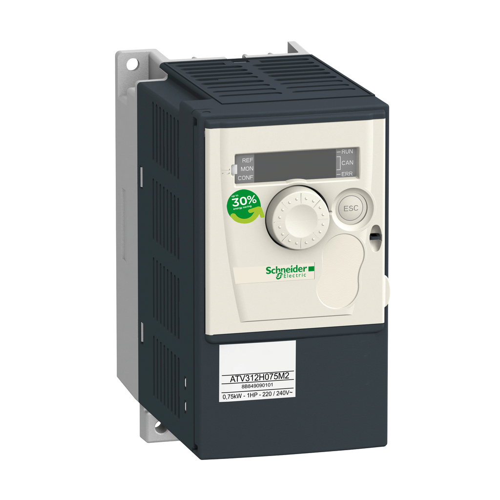 Product image for Square D ATV312H055M2 240 VAC 0.75 Hp 1-Phase Open Type Variable Speed Drive
