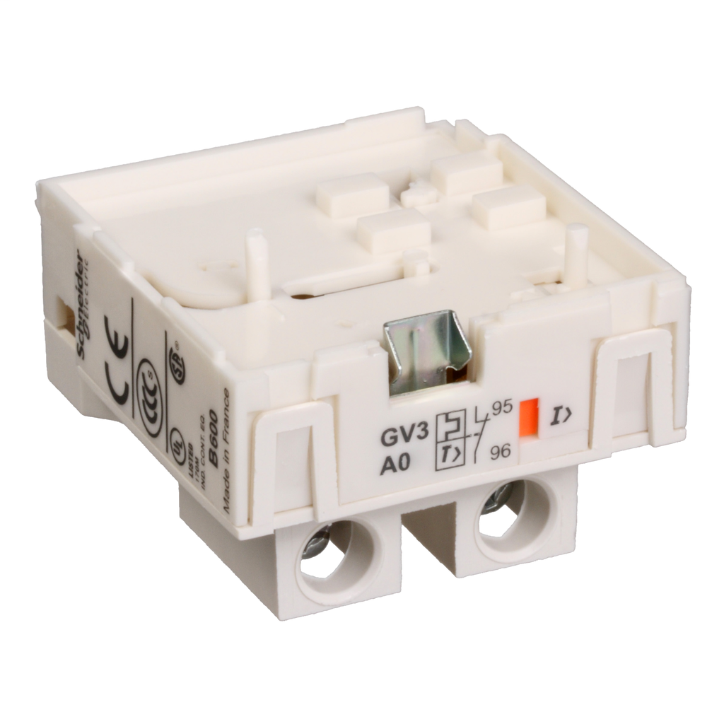 Product image for Square D GV3A08 1NC 690 VAC 220 VDC 6 Amp Manual Starter Auxiliary Contact