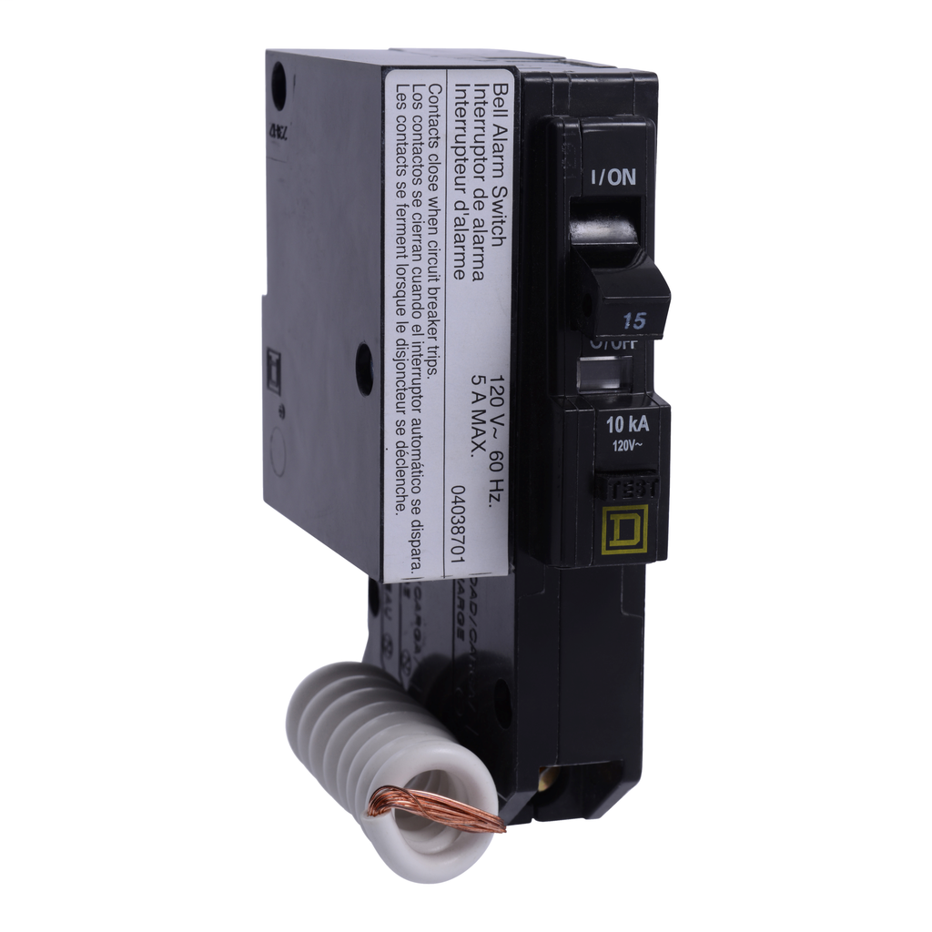 Product image for Square D QO115EPD2100 1-Pole 15 Amp 120/240 Volt Plug-On Thermal Magnetic Miniature Circuit Breaker