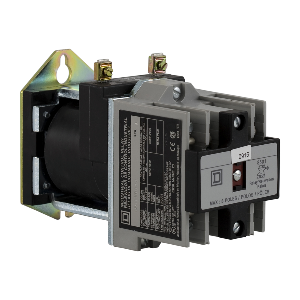 Product image for Square D 8501XDO40XDLV62 115/125 VDC 10/5 Amp 4-Pole 4NO Panel Mount DC Operated/Mechanically Latched Latching Relay