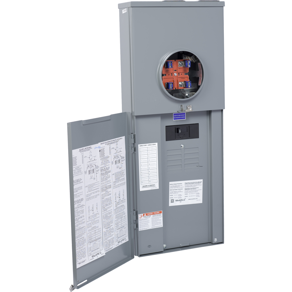 Product image for Square D QC816F150CH 150 Amp 1-Phase 3-Wire Surface Mount Overhead/Underground Service Ringless Type Meter Main