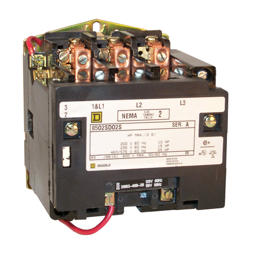 Product image for Square D 8502SDO1V02S 110/120 VAC 45 Amp 2-Pole Open Type Full Voltage Non-Reversing Magnetic Contactor