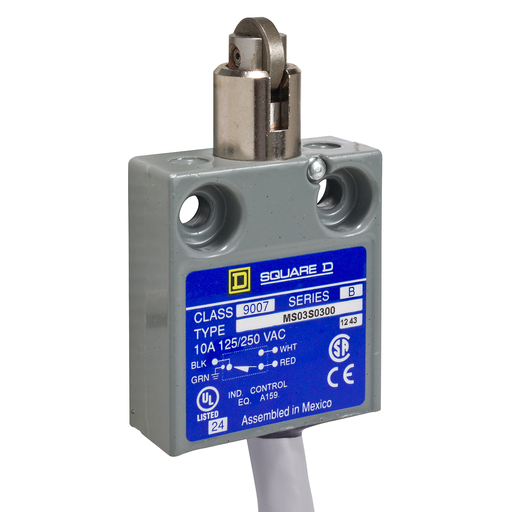 Product image for Square D 9007MS03S0510 240 VAC 28 VDC 10/5 Amp SPDT Snap Action Encapsulated Miniature Heavy Duty Limit Switch