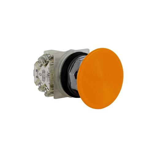 Product image for Square D 9001KR5S 30 mm Orange Body Metal Bezel Momentary Mushroom Round Non-Illuminated Push Button Operator