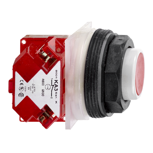 Product image for Square D 9001SKR11UH5 30 mm 600 VAC Maintained 1NO Universal Body Plastic Bezel Interlocked Push Button