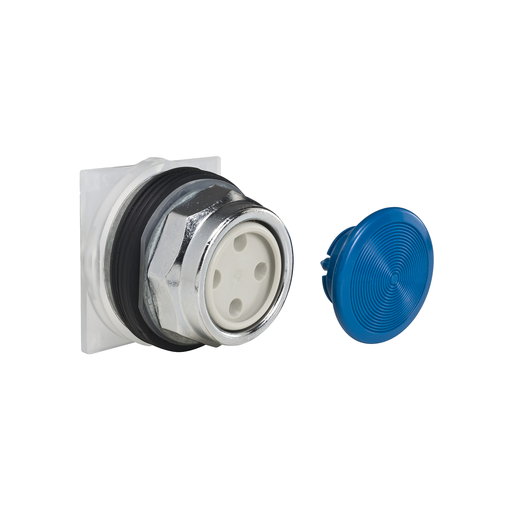 Product image for Square D 9001KR4L 30 mm Blue Body Metal Bezel Momentary Mushroom Round Non-Illuminated Push Button Operator