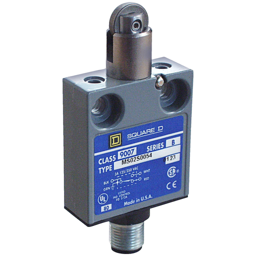 Product image for Square D 9007MS13S0100 240 VAC 28 VDC 10/5 Amp SPDT Snap Action Encapsulated Miniature Heavy Duty Limit Switch