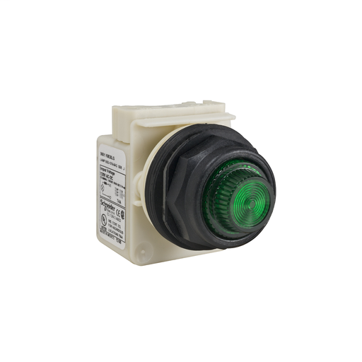 Product image for Square D 9001SKTR38G31 30 mm 120 VAC/VDC Green Lens Plastic Bezel Remote Test Round Pilot Light