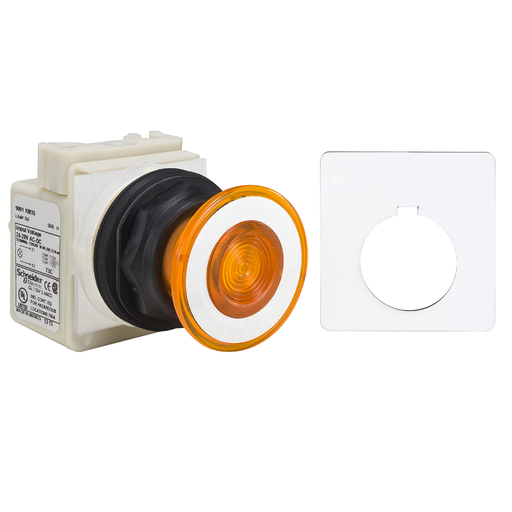 Product image for Square D 9001SKR9P1AH13 30 mm 600 VAC 2-Position 1NO 1NC Amber Body Plastic Bezel Push-Pull Illuminated Push Button