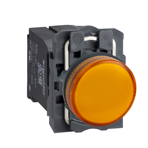 Product image for Square D XB5AV35 22 mm 120 VAC 14 mA Yellow Round Pilot Light with LED