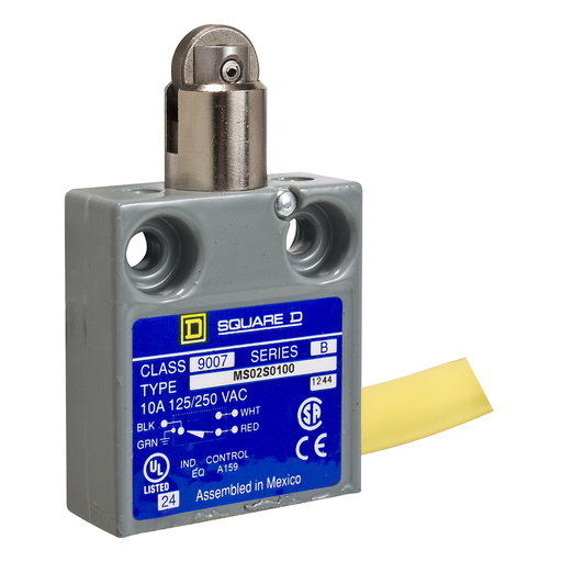 Product image for Square D 9007MS02S0306 240 VAC 28 VDC 10/5 Amp SPDT Snap Action Encapsulated Miniature Heavy Duty Limit Switch