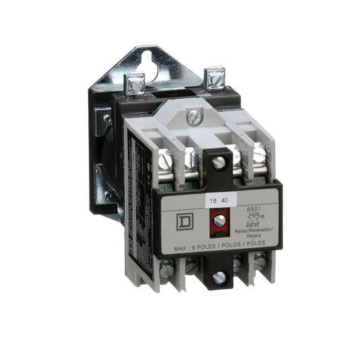 Product image for Square D 8501XDO22V56 48 VDC 10/5 Amp 4-Pole 2NO 2NC Panel Mount DC Operated Control Relay
