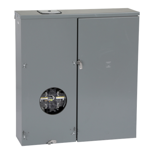 Meter mains, Homeline, combination service entrance, ringless socket, 400A, surface mount, maximum 8 spaces, 16 circuits, lever bypass