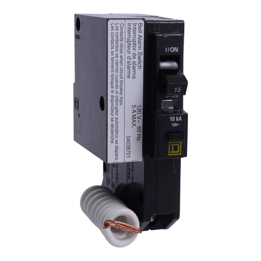 Product image for Square D QO115EPD2100 1-Pole 15 Amp 120/240 Volt Plug-On Thermal Magnetic Miniature Circuit Breaker