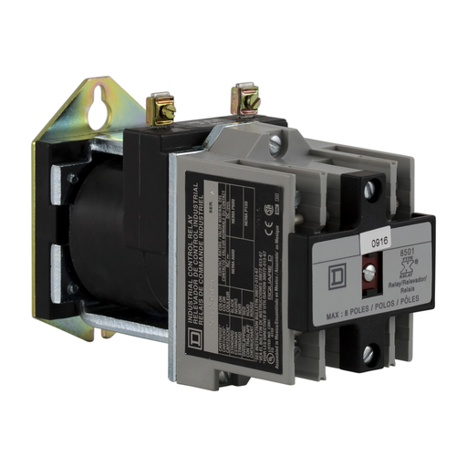 Product image for Square D 8501XDO40XDLV62 115/125 VDC 10/5 Amp 4-Pole 4NO Panel Mount DC Operated/Mechanically Latched Latching Relay