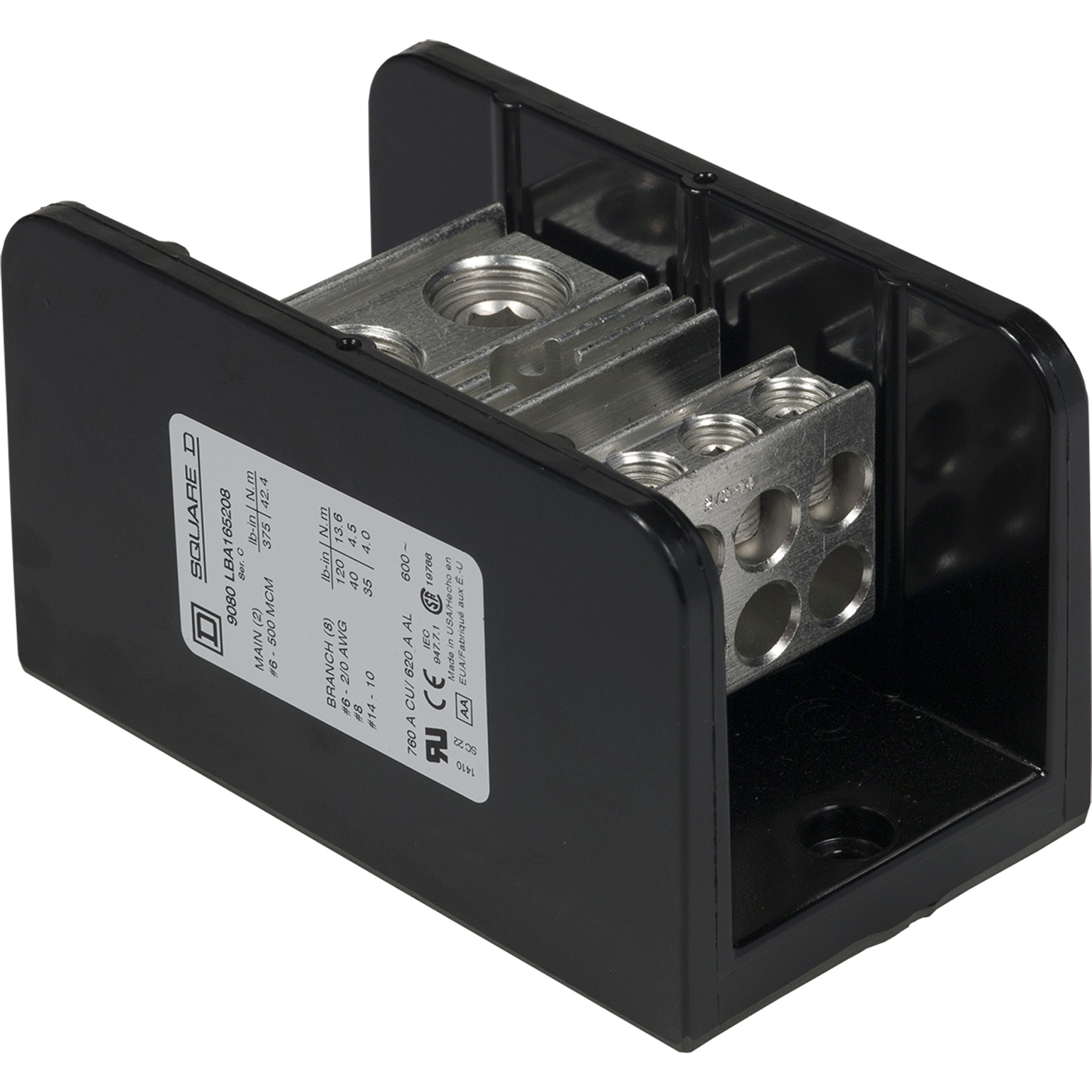 SQUARE D 9080LBA1652021 POWER DISTRIBUTION BLOCK 600V 760A Gordon