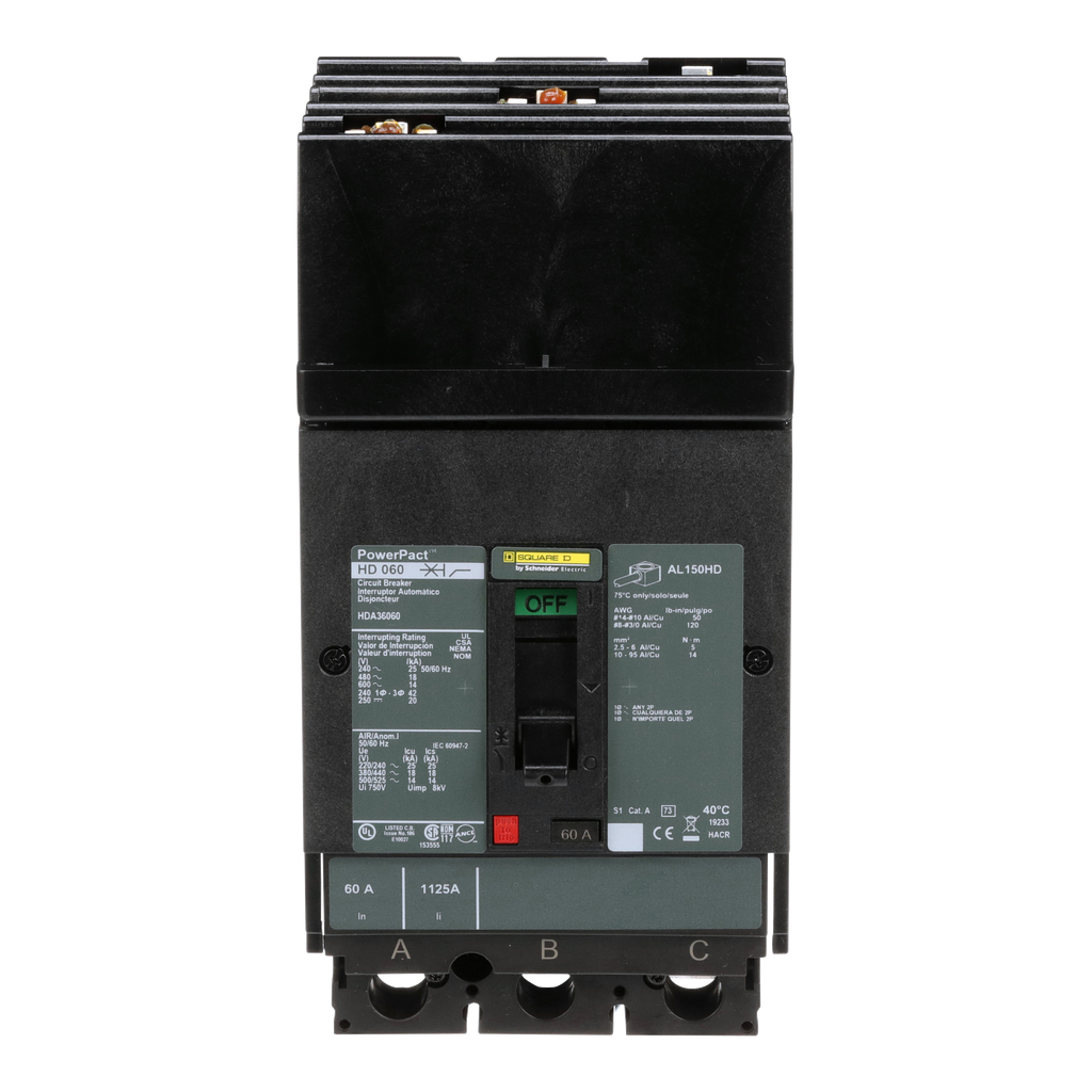 Square D HDA36060 600 Volt 60 Amp Molded Case Circuit Breaker Viking