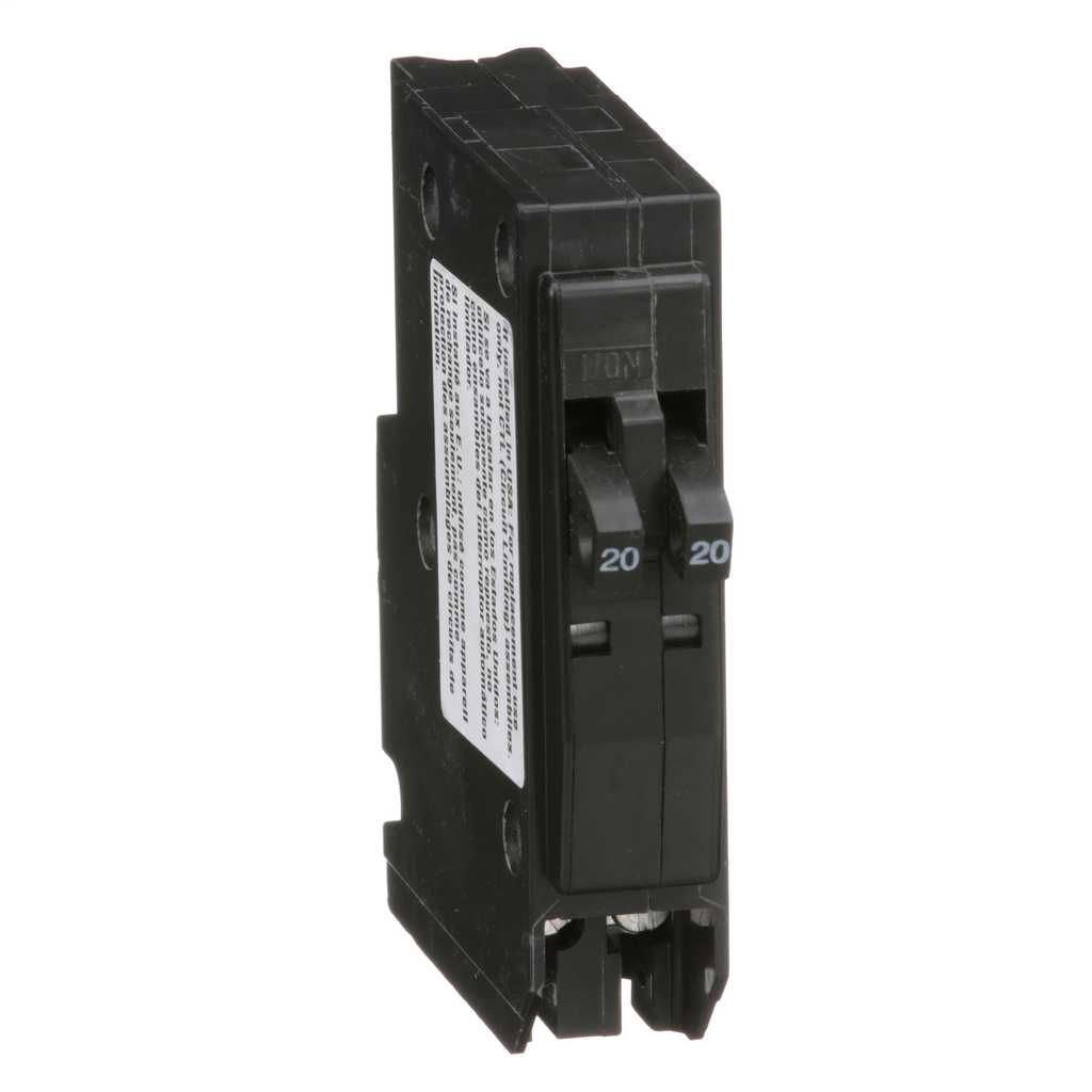 Square D QO2020 120/240 Volt 20/20 Amp PlugOn Miniature Circuit
