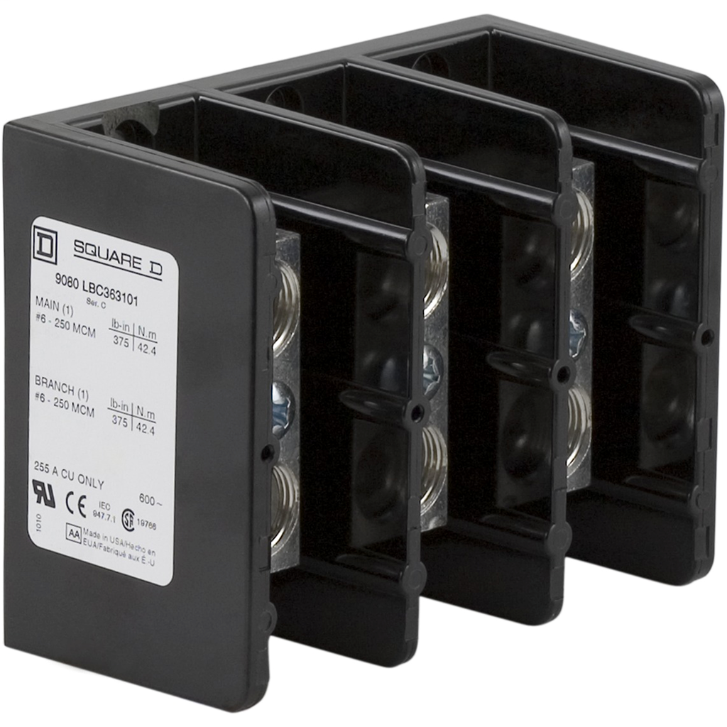 Square D 9080LBC363101 255 Amp 600 Volt 6 AWG to 250 MCM Primary