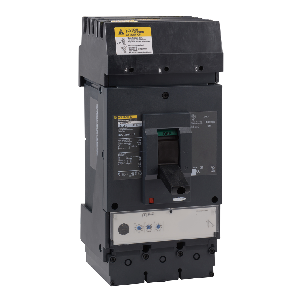 Square D LGA34250WU31X 250 Amp 480 Volt Molded Case Circuit Breaker