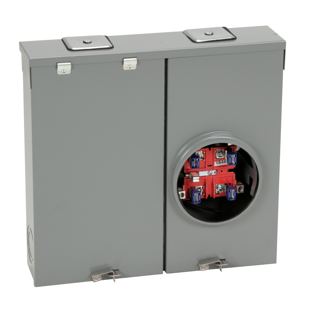 Meter mains, QO, CSED, ringless socket, 200A, surface mount, no bypass