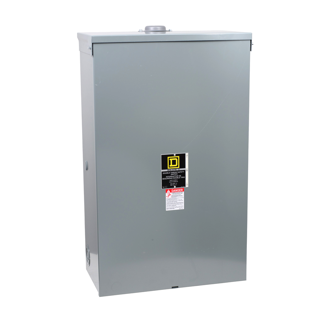 Safety switch, double throw, non fusible, 200A, 600V, 3 poles, 15hp