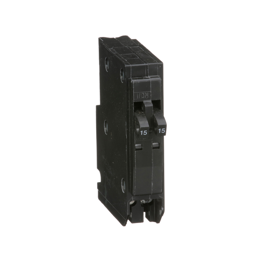 Tandem mini circuit breaker, QO, 2 x 1 pole at 15A, 120/240VAC, 10kA, plug in mount