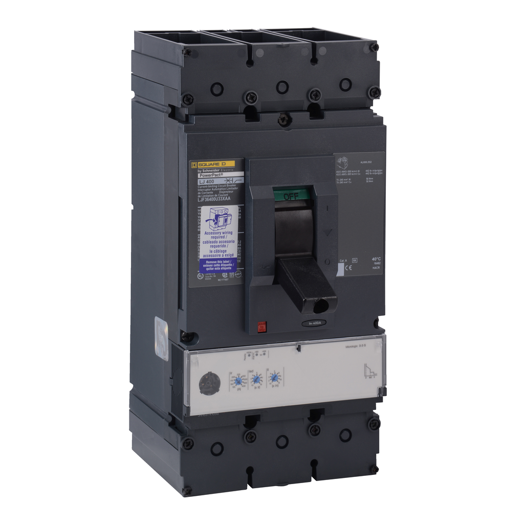 Circuit breaker, PowerPact L, 600A, 3 pole, 600VAC, 25kA, busbar