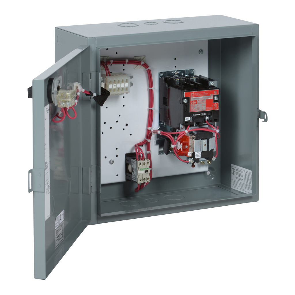 Contactor, Type S, multipole lighting, mechanically held, 30A, 4 pole, 110/120 VAC 50/60 Hz coil