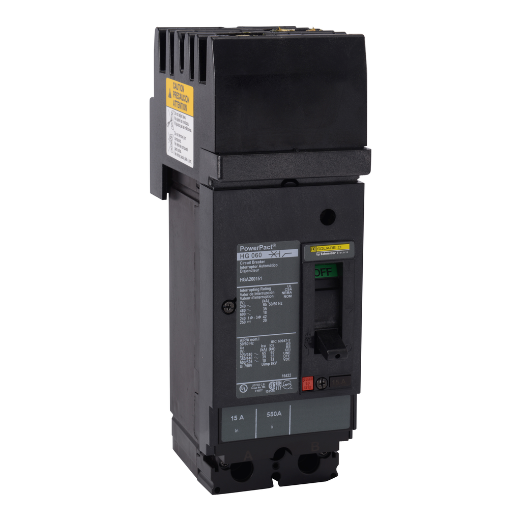 Mayer-Circuit breaker, PowerPacT H, 100A, 2 pole, 600VAC, 18kA, I-Line, thermal magnetic, 80%, CB-1