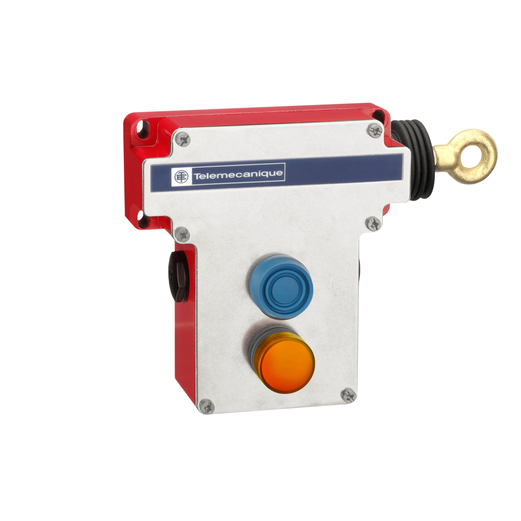 Mayer-Latching emergency stop rope pull switch, Telemecanique rope pull switches XY2C, simple reset by flush push button-1