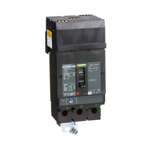 Circuit breaker, PowerPacT J, 200A, 3 pole, 600VAC, 14kA, I-Line, thermal magnetic, 80%, ABC