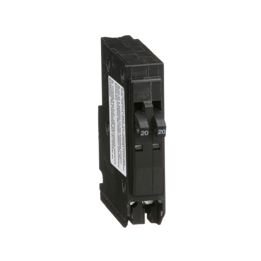 Tandem mini circuit breaker, QO, 2 x 1 pole at 20A, 120/240VAC, 10kA, plug in mount