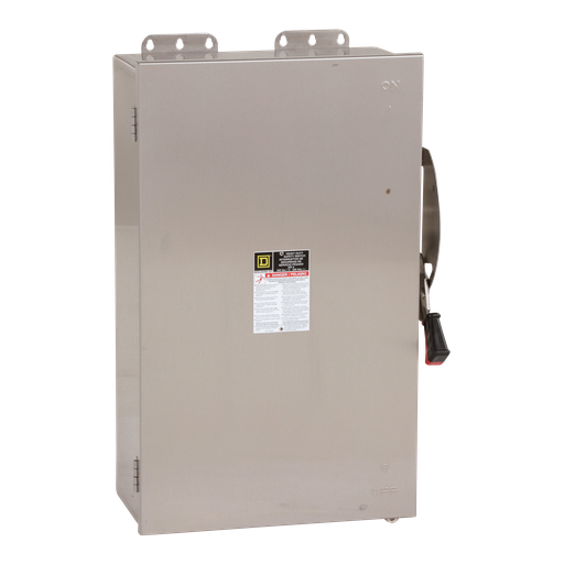 Safety switch, heavy duty, fusible, 200A, 3 poles, 150hp, 600VAC/DC, NEMA 4, 4X, 5, 304 steel, neutral