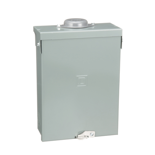 Load center, Homeline, 1 phase, 6 spaces, 12 circuits, 100A fixed main lugs, NEMA3R