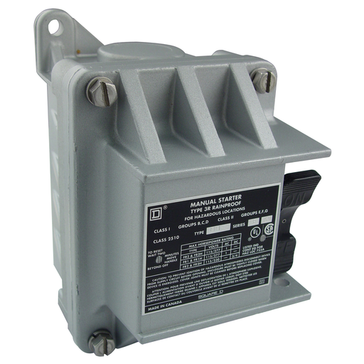 Product image for Square D 2510FR2H 277 VAC 16 Amp 1 Hp 2-Pole NEMA 3R/7/9 Non-Reversing Manual Starter