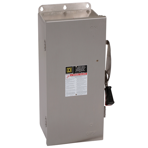 Safety switch, heavy duty, fusible, 100A, 3 wire, 3 poles, 30hp, 240VAC/250VDC, Type 4, 4X, 5, 304 SS