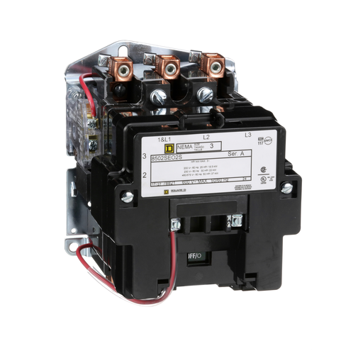 Mayer-NEMA Contactor, Type S, nonreversing, Size 3, 90A, 50 HP at 575 VAC, 3 phase, up to 100 kA, 3 pole, 24 VAC coil, open-1